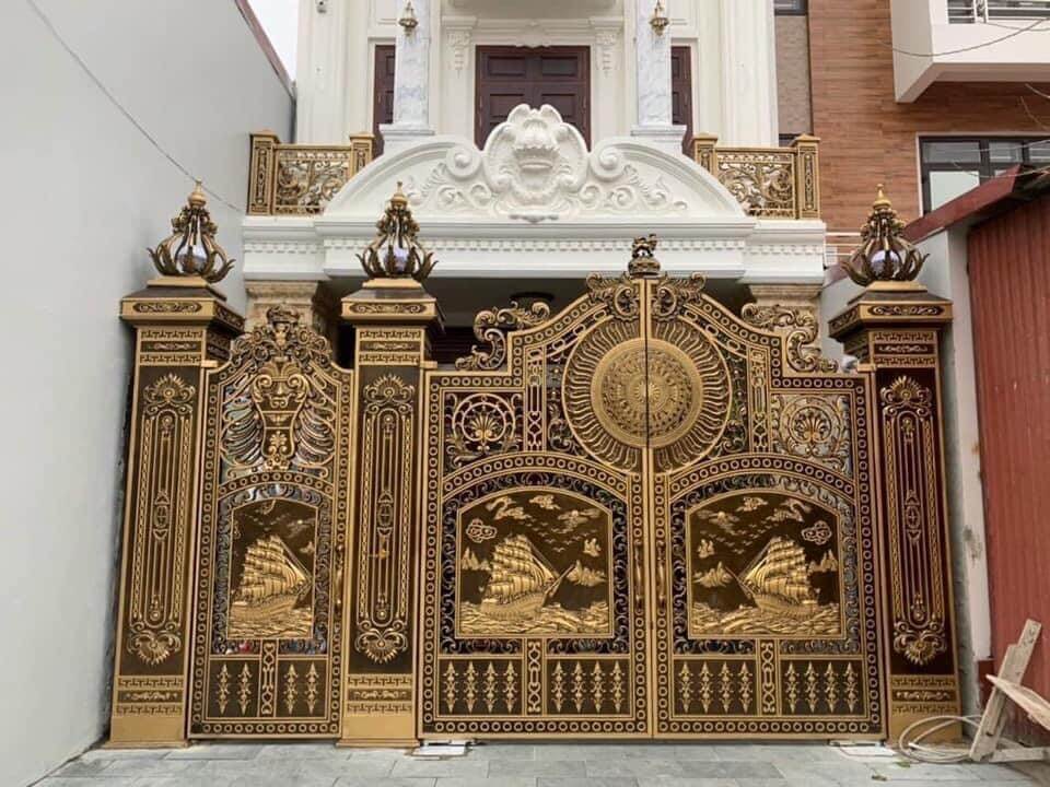 Cổng nhôm đúc thuận buồn xuôi gió mẫu C-189